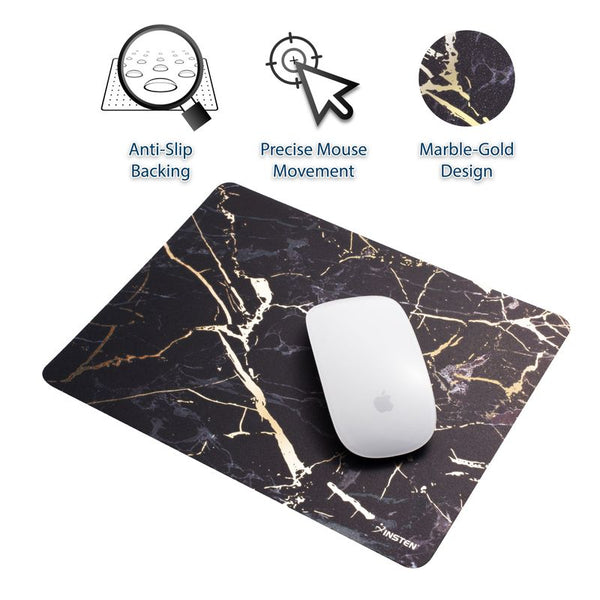 Insten Marble Mouse Pad with Wrist Support Rest, Ergonomic Support, Pain  Relief Memory Foam, Non-Slip Rubber Base, Round, White