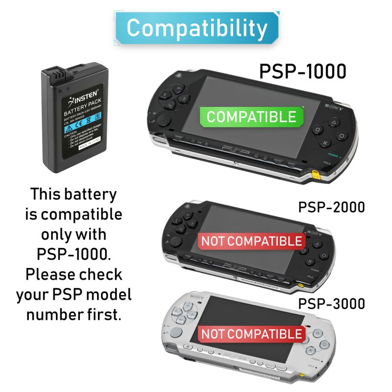 Insten Rechargeable Lithium Battery Pack for PSP 1000 1001 Batter