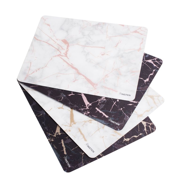 INSTEN Reflective Anti-Slip Marble Mouse Pad, White/ Rose Gold